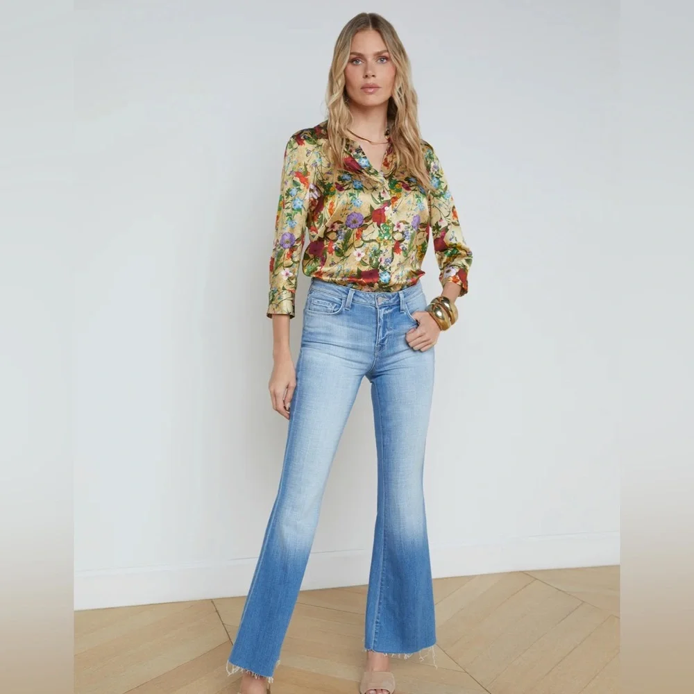 L'AGENCE Sera High Waist Flare Leg Jeans in Cabrini Size 24 Brand new